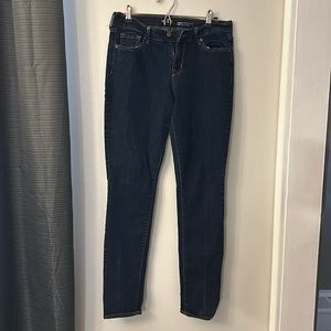 Dark wash mid rise curvy profile skinny jeans